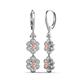 3 - Nysa Fine Unseen 1.95 ctw Double Floral Drop Oval Shape Morganite accented Round & Baguette Natural Diamond Dangle Earrings 