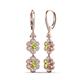 3 - Nysa Fine Unseen 1.95 ctw Double Floral Drop Oval Shape Peridot accented Round & Baguette Natural Diamond Dangle Earrings 