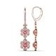 1 - Nysa Fine Unseen 1.80 ctw Double Floral Drop Oval Shape Pink Tourmaline accented Round & Baguette Natural Diamond Dangle Earrings 