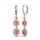 3 - Nysa Fine Unseen 1.80 ctw Double Floral Drop Oval Shape Pink Tourmaline accented Round & Baguette Natural Diamond Dangle Earrings 