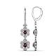 1 - Nysa Fine Unseen 1.95 ctw Double Floral Drop Oval Shape Red Garnet accented Round & Baguette Natural Diamond Dangle Earrings 