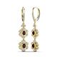 3 - Nysa Fine Unseen 1.95 ctw Double Floral Drop Oval Shape Red Garnet accented Round & Baguette Natural Diamond Dangle Earrings 