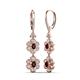 3 - Nysa Fine Unseen 1.95 ctw Double Floral Drop Oval Shape Red Garnet accented Round & Baguette Natural Diamond Dangle Earrings 