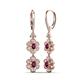 3 - Nysa Fine Unseen 1.95 ctw Double Floral Drop Oval Shape Rhodolite Garnet accented Round & Baguette Natural Diamond Dangle Earrings 