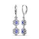 3 - Nysa Fine Unseen 1.95 ctw Double Floral Drop Oval Shape Tanzanite accented Round & Baguette Natural Diamond Dangle Earrings 