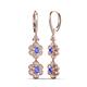 3 - Nysa Fine Unseen 1.95 ctw Double Floral Drop Oval Shape Tanzanite accented Round & Baguette Natural Diamond Dangle Earrings 