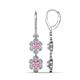 1 - Nysa Fine Unseen 2.00 ctw Double Floral Drop Oval Shape Pink Sapphire accented Round & Baguette Natural Diamond Dangle Earrings 