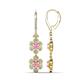 1 - Nysa Fine Unseen 2.00 ctw Double Floral Drop Oval Shape Pink Sapphire accented Round & Baguette Natural Diamond Dangle Earrings 