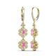 3 - Nysa Fine Unseen 2.00 ctw Double Floral Drop Oval Shape Pink Sapphire accented Round & Baguette Natural Diamond Dangle Earrings 