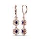 3 - Nysa Fine Unseen 2.00 ctw Double Floral Drop Oval Shape Blue Sapphire accented Round & Baguette Natural Diamond Dangle Earrings 