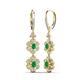 3 - Nysa Fine Unseen 1.85 ctw Double Floral Drop Oval Shape Emerald accented Round & Baguette Natural Diamond Dangle Earrings 
