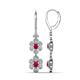 1 - Nysa Fine Unseen 2.15 ctw Double Floral Drop Oval Shape Ruby accented Round & Baguette Natural Diamond Dangle Earrings 