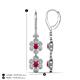 4 - Nysa Fine Unseen 2.15 ctw Double Floral Drop Oval Shape Ruby accented Round & Baguette Natural Diamond Dangle Earrings 