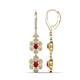 1 - Nysa Fine Unseen 2.15 ctw Double Floral Drop Oval Shape Ruby accented Round & Baguette Natural Diamond Dangle Earrings 