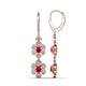 1 - Nysa Fine Unseen 2.15 ctw Double Floral Drop Oval Shape Ruby accented Round & Baguette Natural Diamond Dangle Earrings 