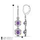 4 - Nysa Fine Unseen 1.80 ctw Double Floral Drop Oval Shape Amethyst accented Round & Baguette Natural Diamond Dangle Earrings 