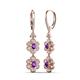 3 - Nysa Fine Unseen 1.80 ctw Double Floral Drop Oval Shape Amethyst accented Round & Baguette Natural Diamond Dangle Earrings 