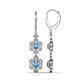 1 - Nysa Fine Unseen 1.95 ctw Double Floral Drop Oval Shape Blue Topaz accented Round & Baguette Natural Diamond Dangle Earrings 
