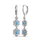 3 - Nysa Fine Unseen 1.95 ctw Double Floral Drop Oval Shape Blue Topaz accented Round & Baguette Natural Diamond Dangle Earrings 