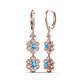3 - Nysa Fine Unseen 1.95 ctw Double Floral Drop Oval Shape Blue Topaz accented Round & Baguette Natural Diamond Dangle Earrings 