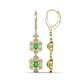 1 - Nysa Fine Unseen 1.95 ctw Double Floral Drop Oval Shape Green Garnet accented Round & Baguette Natural Diamond Dangle Earrings 