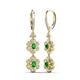 3 - Nysa Fine Unseen 1.95 ctw Double Floral Drop Oval Shape Green Garnet accented Round & Baguette Natural Diamond Dangle Earrings 