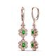 3 - Nysa Fine Unseen 1.95 ctw Double Floral Drop Oval Shape Green Garnet accented Round & Baguette Natural Diamond Dangle Earrings 