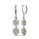 3 - Nysa Fine Unseen 1.95 ctw Double Floral Drop Oval Shape Peridot accented Round & Baguette Natural Diamond Dangle Earrings 