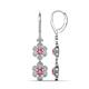1 - Nysa Fine Unseen 1.80 ctw Double Floral Drop Oval Shape Pink Tourmaline accented Round & Baguette Natural Diamond Dangle Earrings 