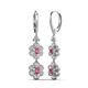3 - Nysa Fine Unseen 1.80 ctw Double Floral Drop Oval Shape Pink Tourmaline accented Round & Baguette Natural Diamond Dangle Earrings 