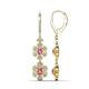 1 - Nysa Fine Unseen 1.80 ctw Double Floral Drop Oval Shape Pink Tourmaline accented Round & Baguette Natural Diamond Dangle Earrings 