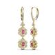 3 - Nysa Fine Unseen 1.80 ctw Double Floral Drop Oval Shape Pink Tourmaline accented Round & Baguette Natural Diamond Dangle Earrings 