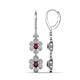 1 - Nysa Fine Unseen 1.95 ctw Double Floral Drop Oval Shape Rhodolite Garnet accented Round & Baguette Natural Diamond Dangle Earrings 