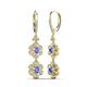 3 - Nysa Fine Unseen 1.95 ctw Double Floral Drop Oval Shape Tanzanite accented Round & Baguette Natural Diamond Dangle Earrings 