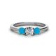 1 - Quyen 1.00 ctw (5.00 mm) Round Turquoise and Natural Diamond Three Stone Engagement Ring  