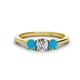 1 - Quyen 1.00 ctw (5.00 mm) Round Turquoise and Natural Diamond Three Stone Engagement Ring  
