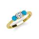 4 - Quyen 1.00 ctw (5.00 mm) Round Turquoise and Natural Diamond Three Stone Engagement Ring  