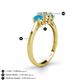 5 - Quyen 1.00 ctw (5.00 mm) Round Turquoise and Natural Diamond Three Stone Engagement Ring  