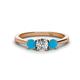 1 - Quyen 1.00 ctw (5.00 mm) Round Turquoise and Natural Diamond Three Stone Engagement Ring  