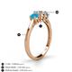 5 - Quyen 1.00 ctw (5.00 mm) Round Turquoise and Natural Diamond Three Stone Engagement Ring  
