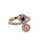 3 - Raene Blue Sapphire and Pink Tourmaline with Side Diamonds Bypass Ring 