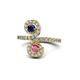 1 - Raene Blue Sapphire and Rhodolite Garnet with Side Diamonds Bypass Ring 