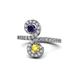 1 - Raene Blue Sapphire and Yellow Sapphire with Side Diamonds Bypass Ring 