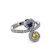3 - Raene Blue Sapphire and Yellow Sapphire with Side Diamonds Bypass Ring 