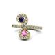 1 - Raene Blue Sapphire and Pink Sapphire with Side Diamonds Bypass Ring 