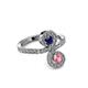 3 - Raene Blue Sapphire and Pink Tourmaline with Side Diamonds Bypass Ring 