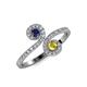 4 - Raene Blue Sapphire and Yellow Sapphire with Side Diamonds Bypass Ring 