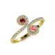 5 - Raene Ruby and Pink Tourmaline with Side Diamonds Bypass Ring 