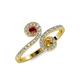 5 - Raene Ruby and Citrine with Side Diamonds Bypass Ring 