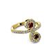 4 - Raene Ruby and Red Garnet with Side Diamonds Bypass Ring 